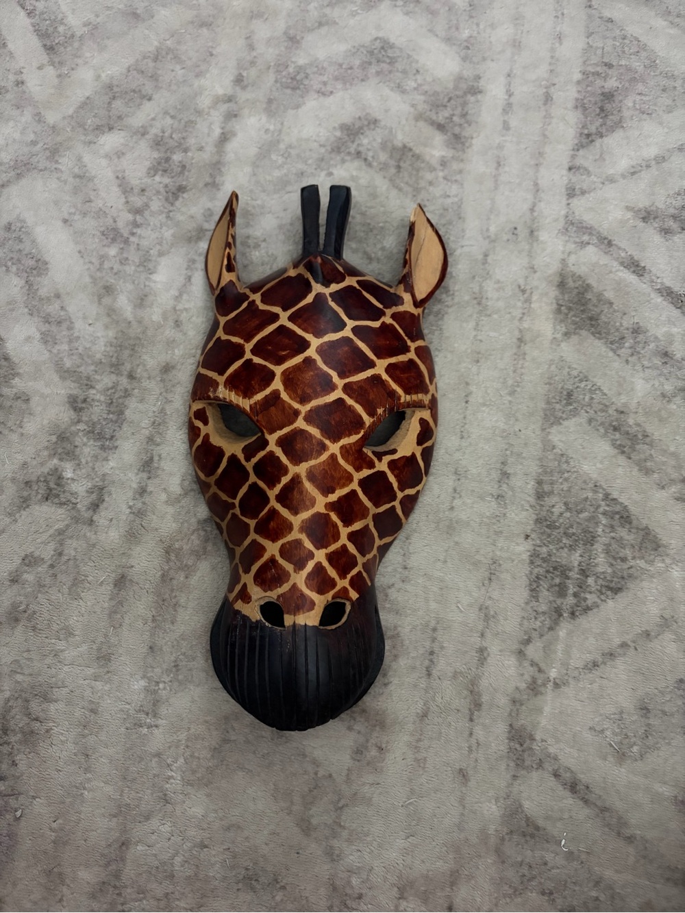 Handcrafted Wooden Giraffe Mask Wall Decor Made in Kenya